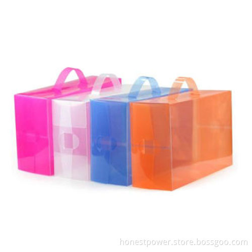 Clear Shoe Box with Plastic Handle, Made of 0.8mm PP, Strong and Durable
